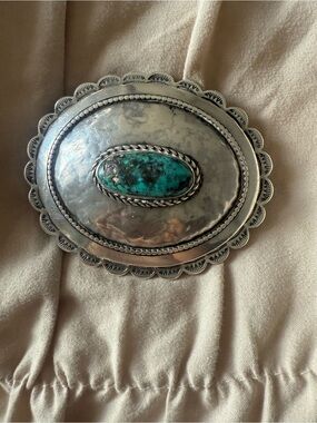Sterling Silver Belt Buckle - Women's Native American signed OPEN to offers